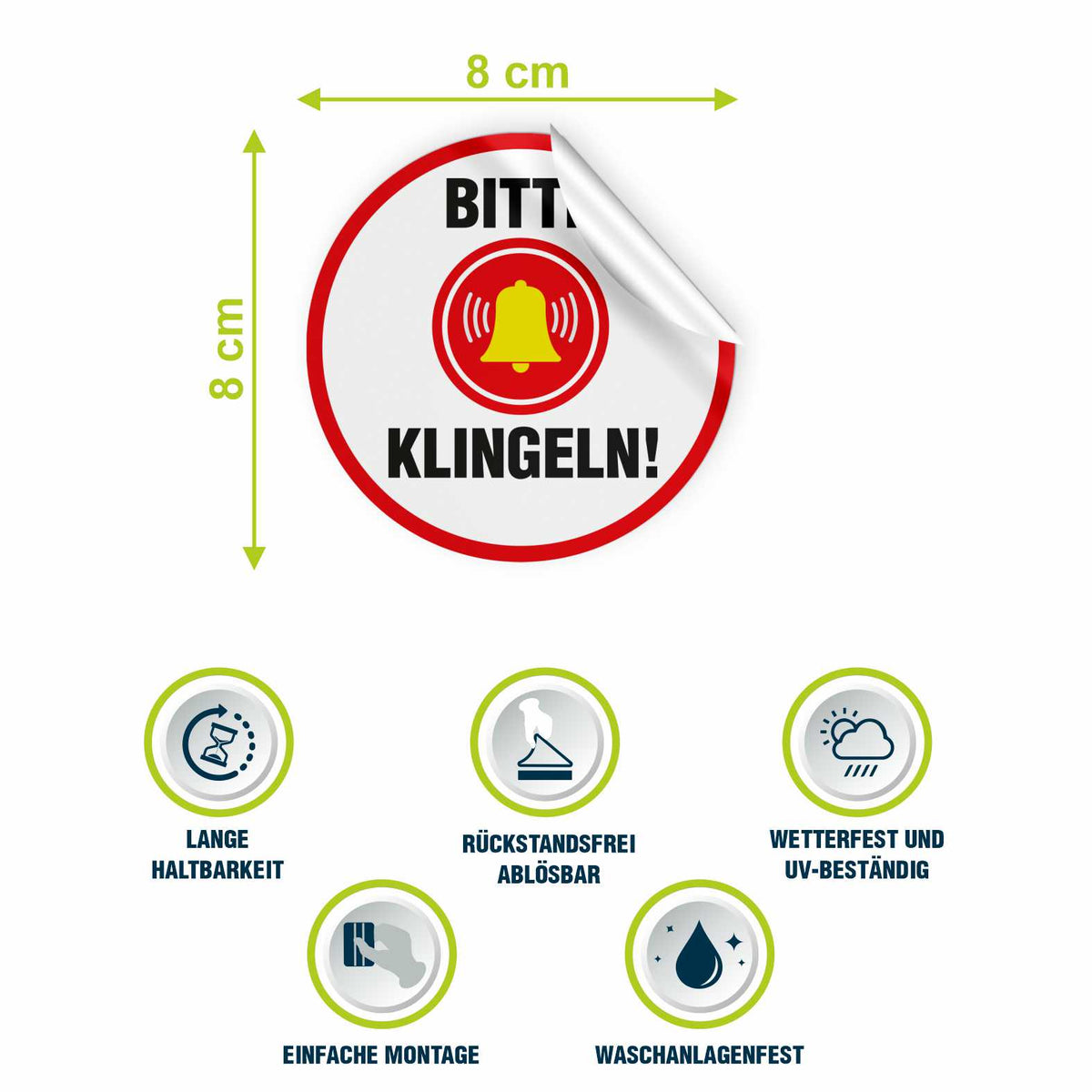 Aufkleber "Bitte klingeln " - Hinweisaufkleber für den Innen- und Außenbereich - Folie selbstklebend - FOTOFOL