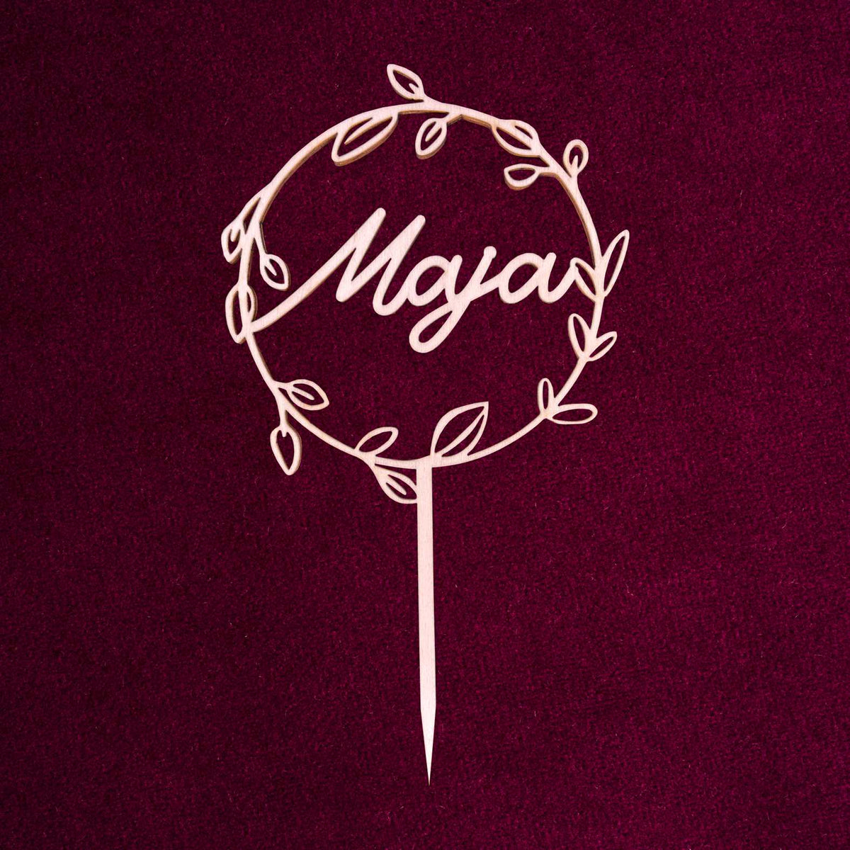 CAKE TOPPER Wunschname personalisiert runder Blumenkranz- Tortendeko & Kuchendeko - FOTOFOL