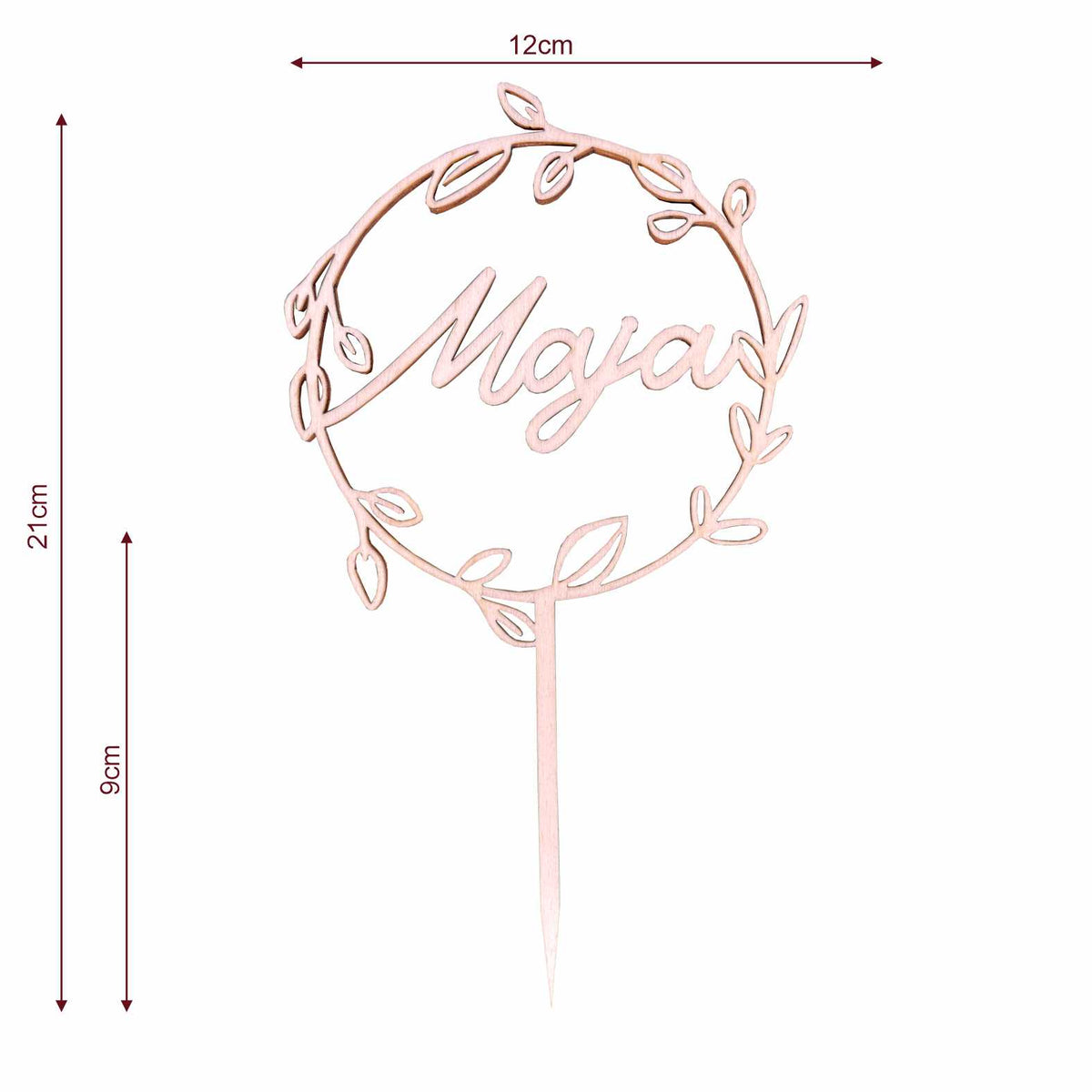 CAKE TOPPER Wunschname personalisiert runder Blumenkranz- Tortendeko & Kuchendeko - FOTOFOL