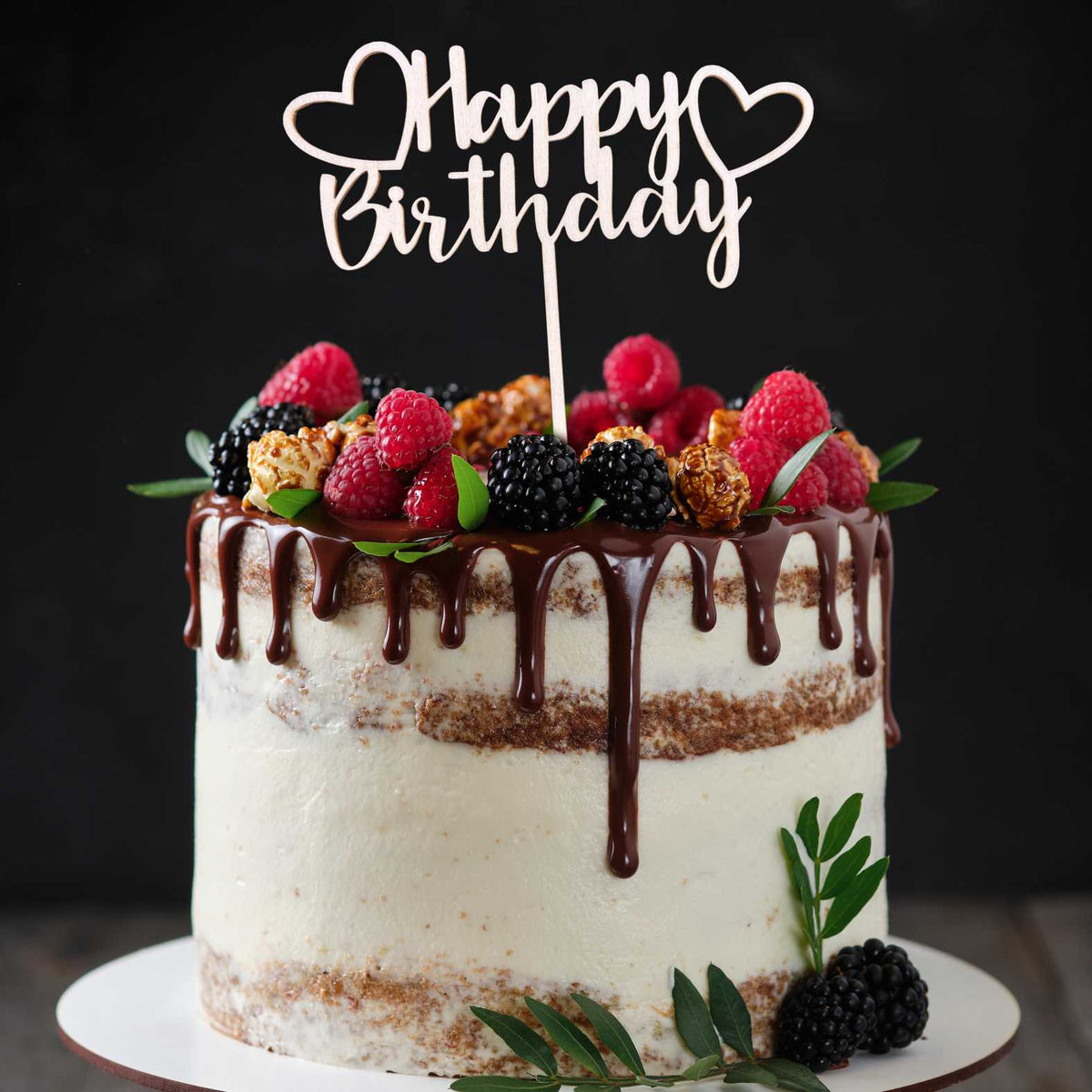 CAKE TOPPER "Happy Birthday" aus Holz - Tortendeko & Kuchendeko - FOTOFOL