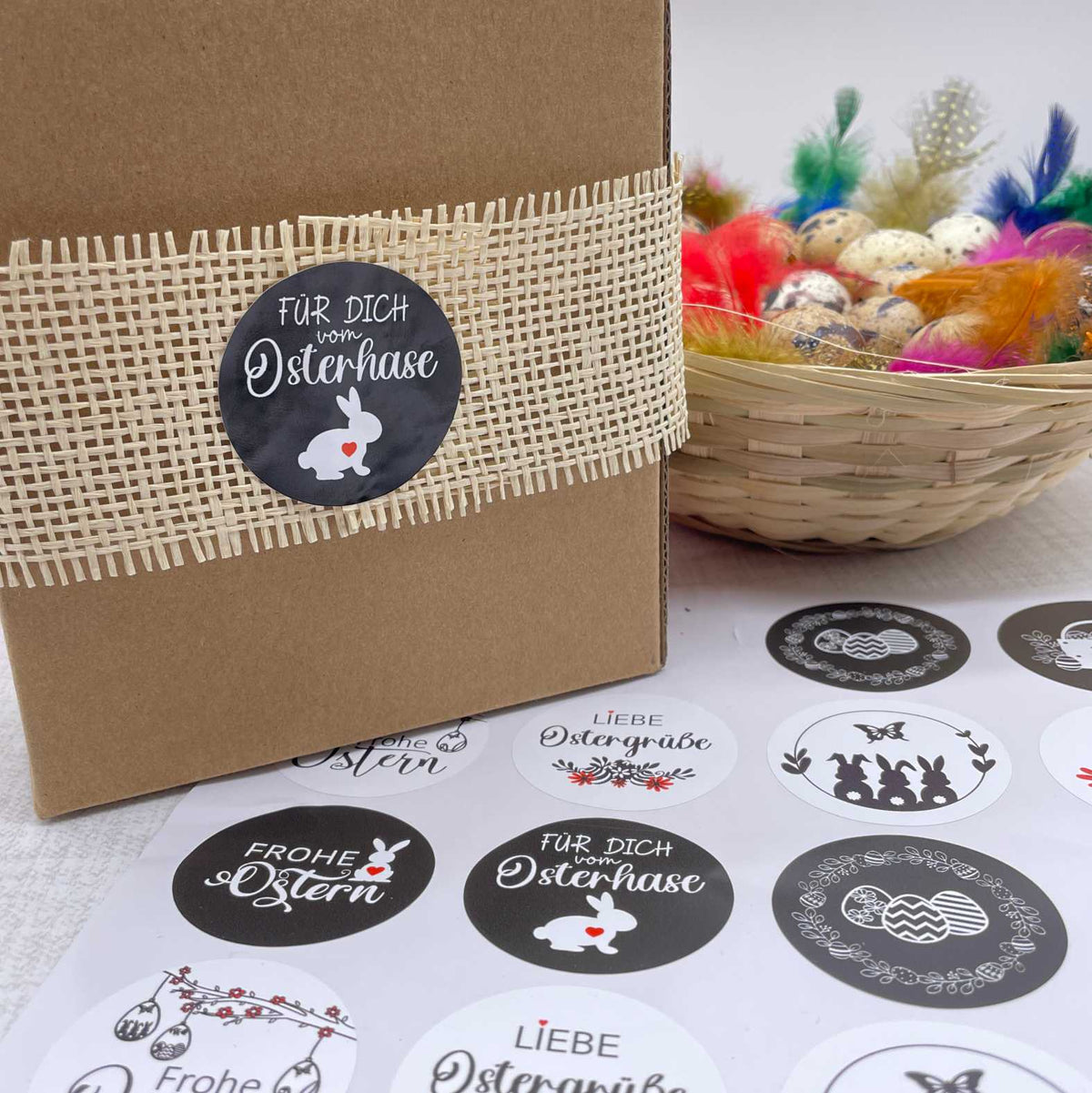 Personalisierte Aufkleber Frohe Ostern zum Basteln und Dekorieren -24 Stück - 4cm - FOTOFOL