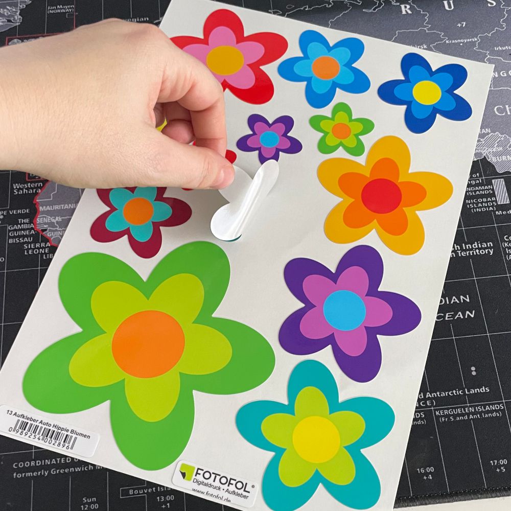 13 Aufkleber Auto Hippie Blumen Flower Power Sommer - FOTOFOL