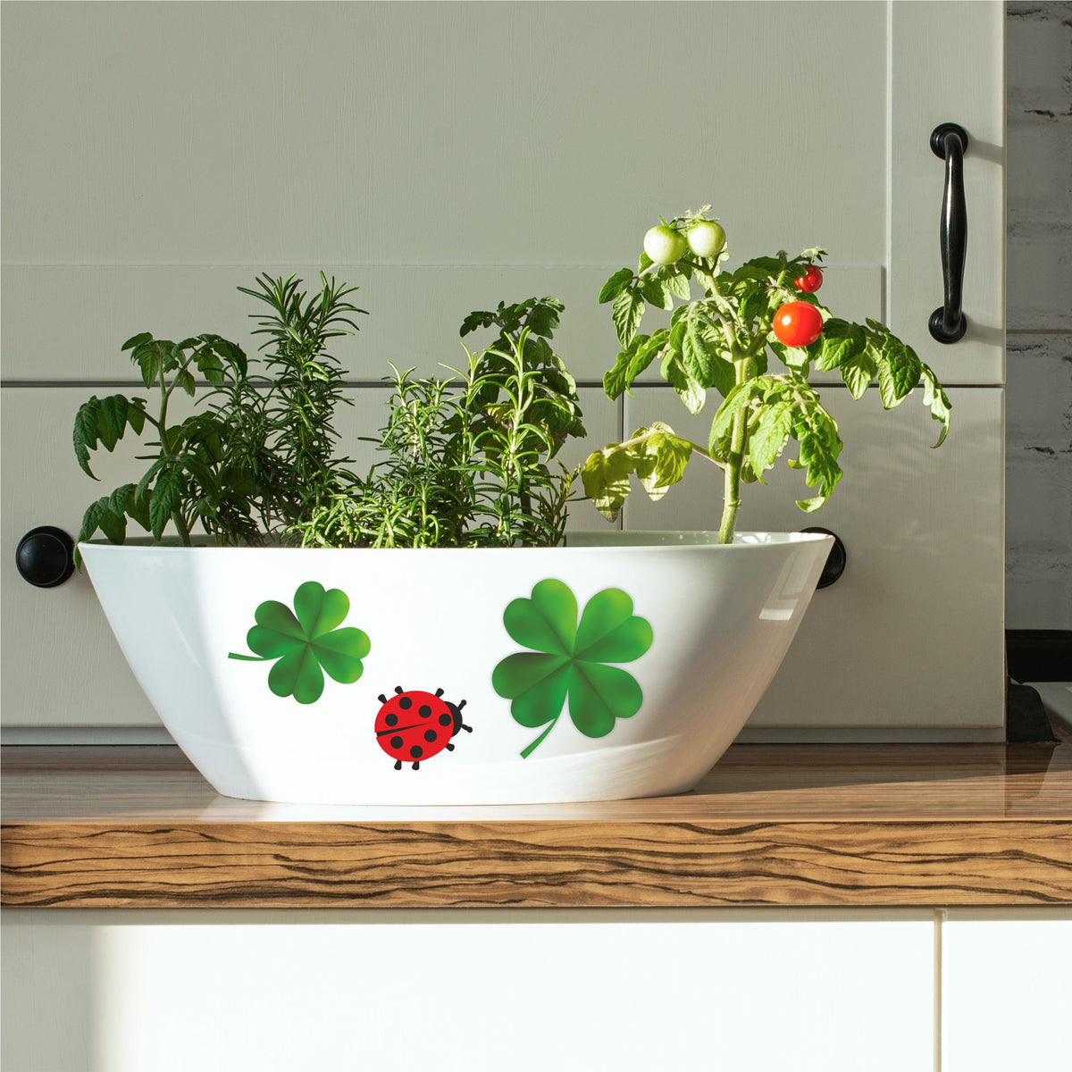 Glücksklee mit Marienkäfern Aufkleber Set - Aufkleber selbstklebend zum Basteln, Dekorieren und Verzieren - FOTOFOL
