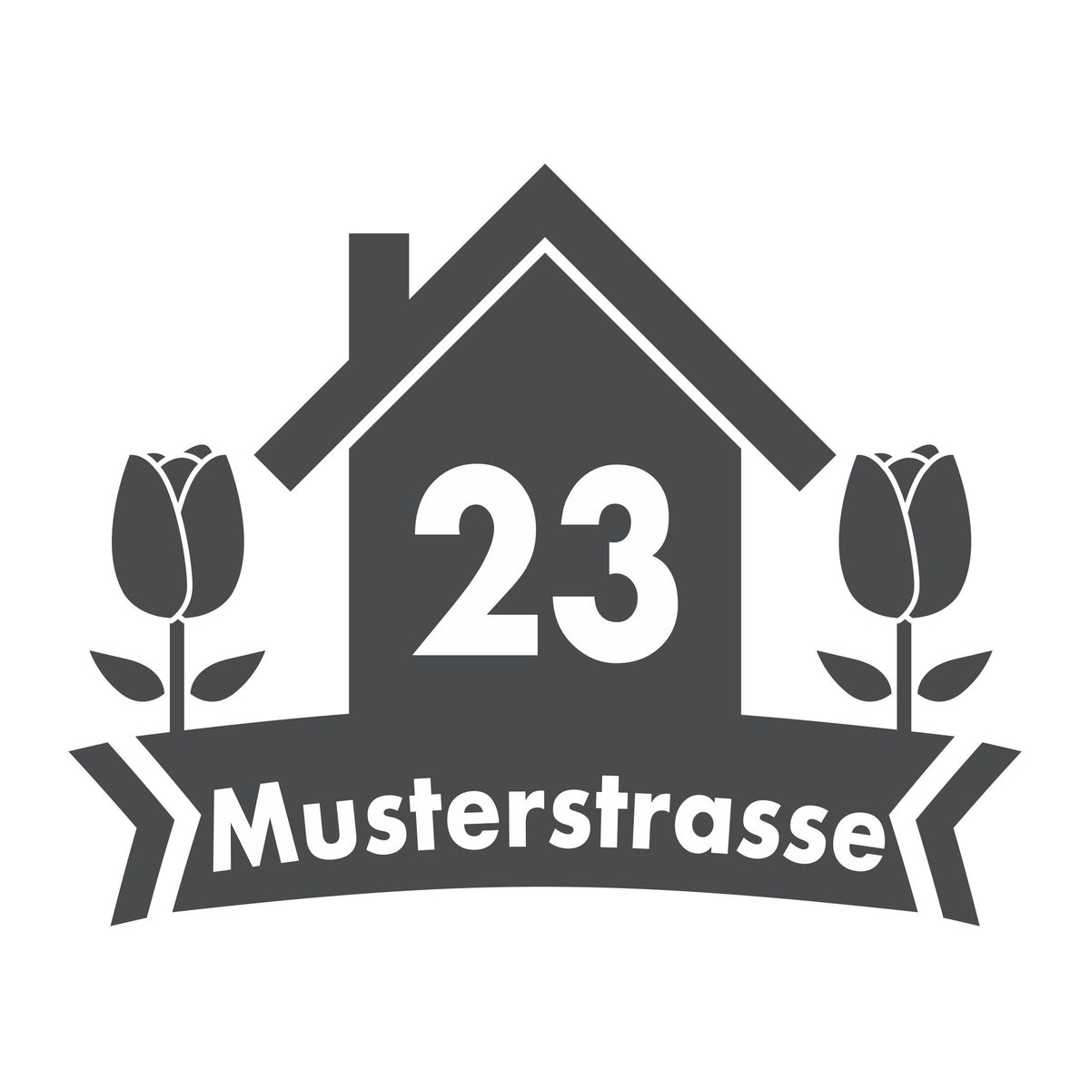 Mülltonne Aufkleber personalisierbar mit Hausnummer und Strasse - Haus Blumen - FOTOFOL