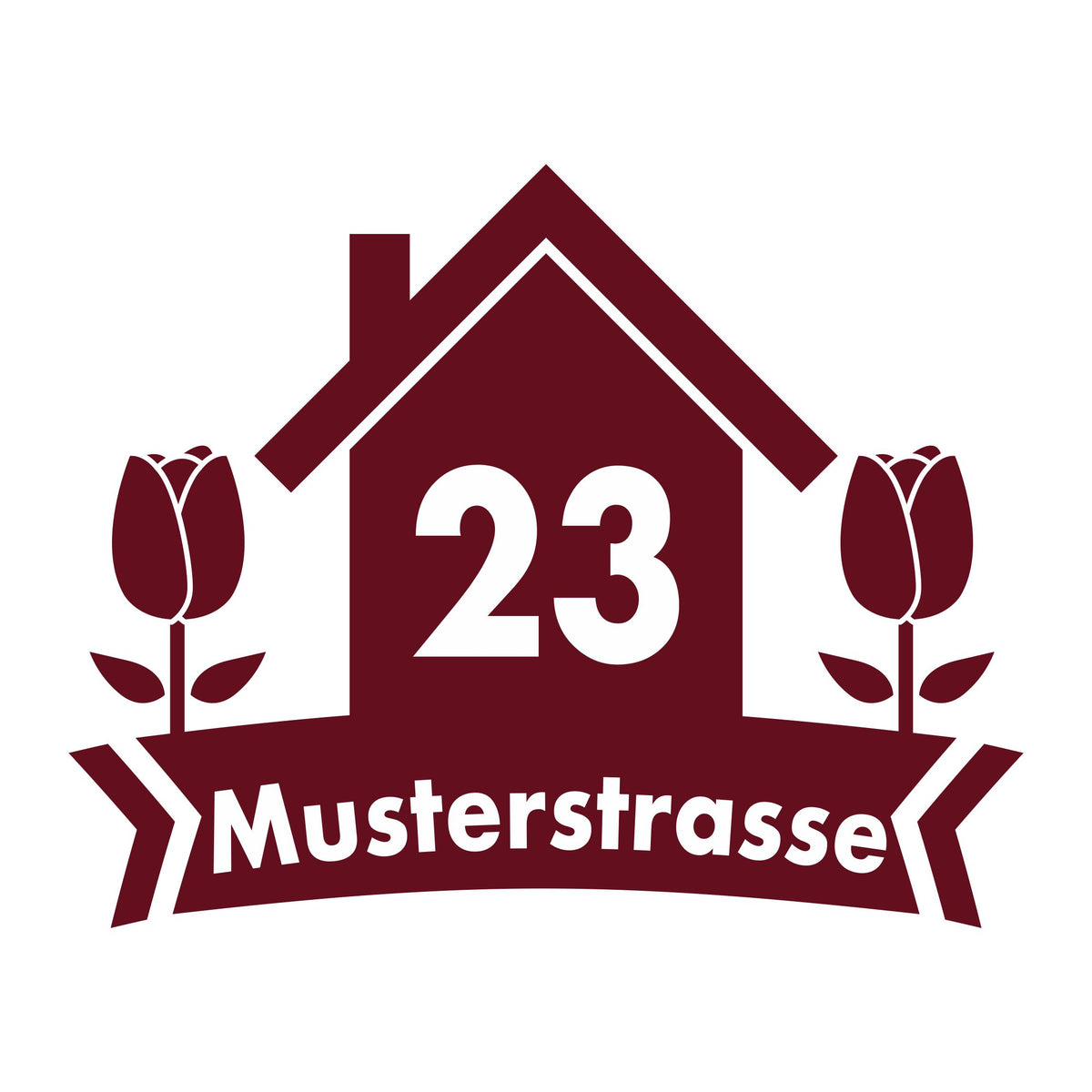 Mülltonne Aufkleber personalisierbar mit Hausnummer und Strasse - Haus Blumen - FOTOFOL