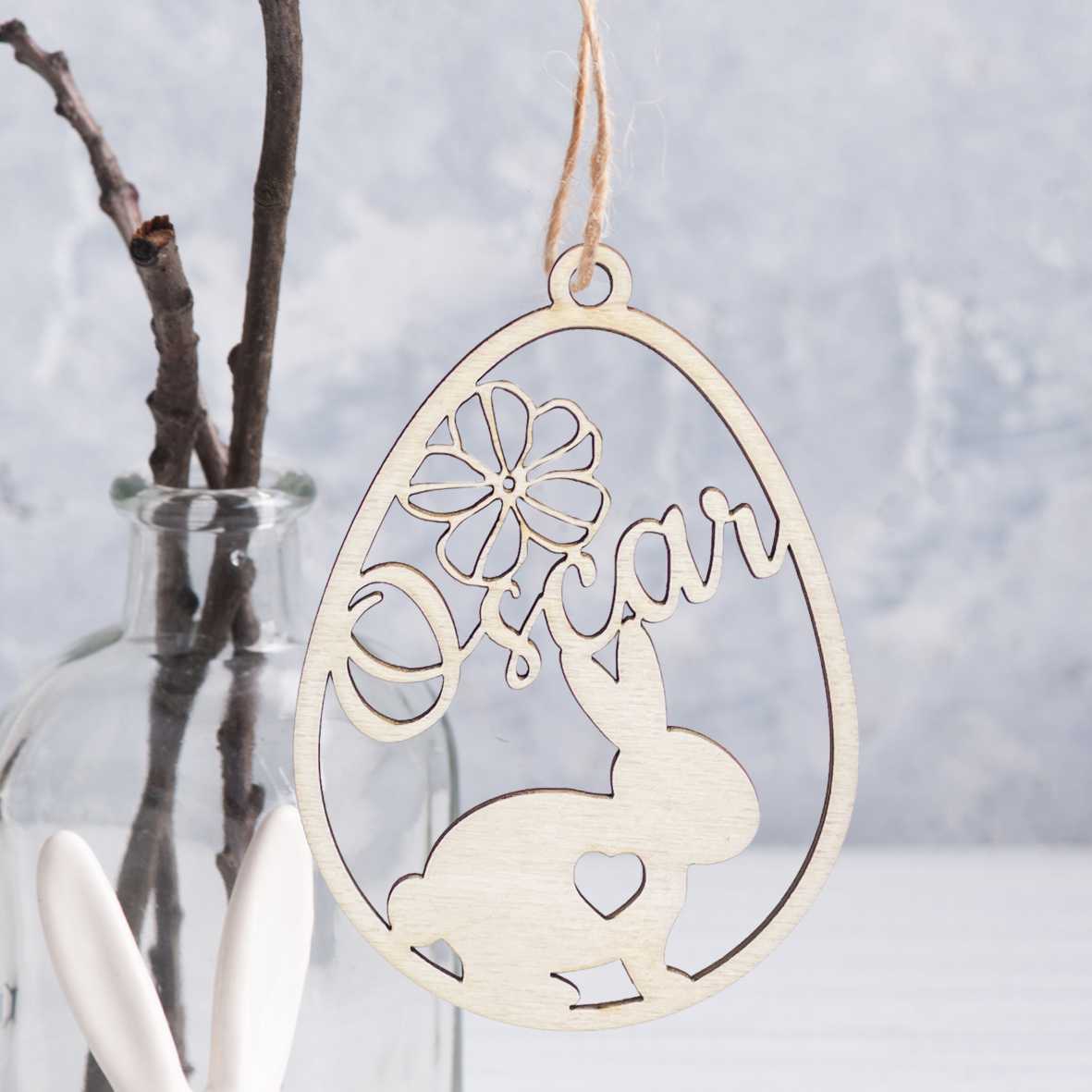 Osterschmuck - Anhänger Ostereier mit Wunschnamen - Ostern Ei personalisiert - FOTOFOL