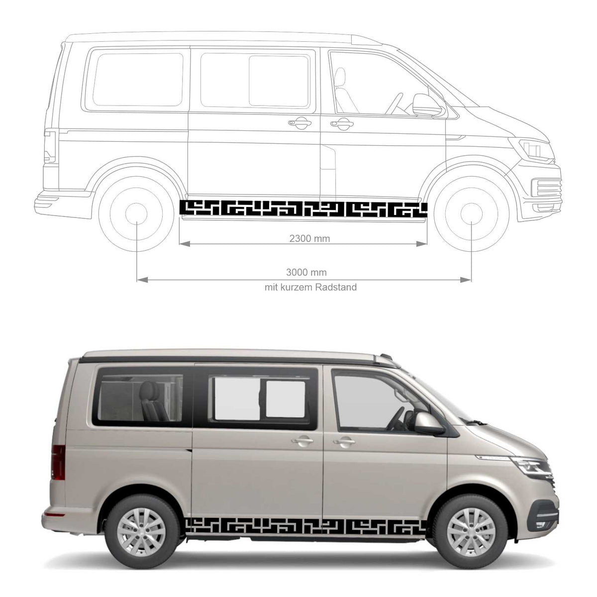 Seitenstreifen passend für Volkswagen Multivan Transporter T5 T6 T6.1 VW Bus Autoaufkleber - FOTOFOL