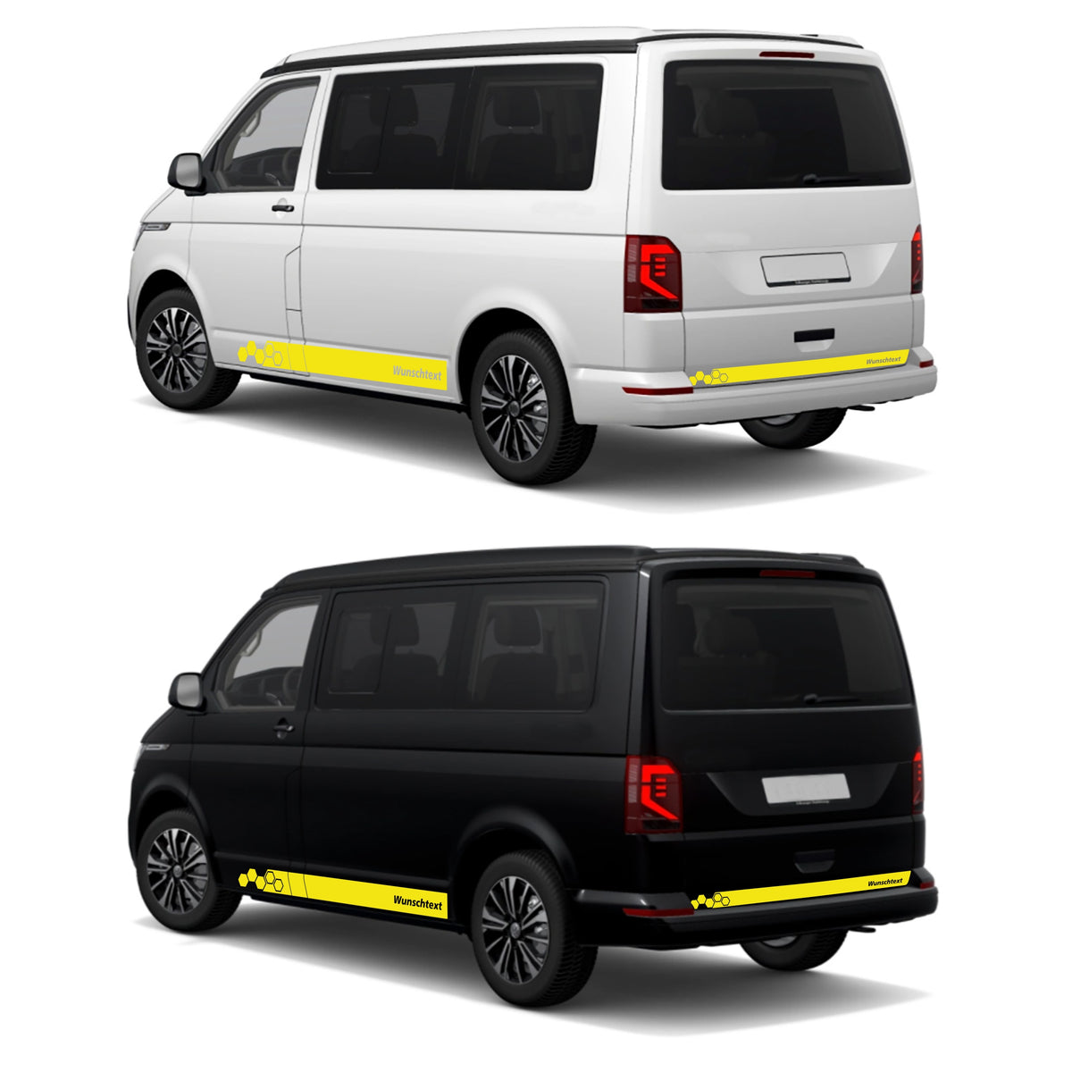 Seitenstreifen WABEN Aufkleber passend für VW T6.1, T6, T5, Multivan, Bulli, Transporter - WUNSCHTEXT - FOTOFOL