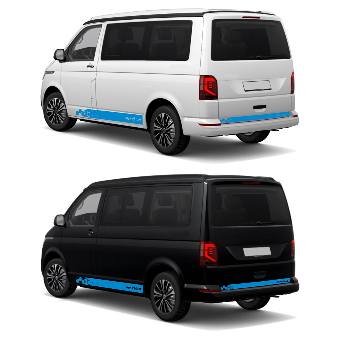 Seitenstreifen WABEN Aufkleber passend für VW T6.1, T6, T5, Multivan, Bulli, Transporter - WUNSCHTEXT - FOTOFOL
