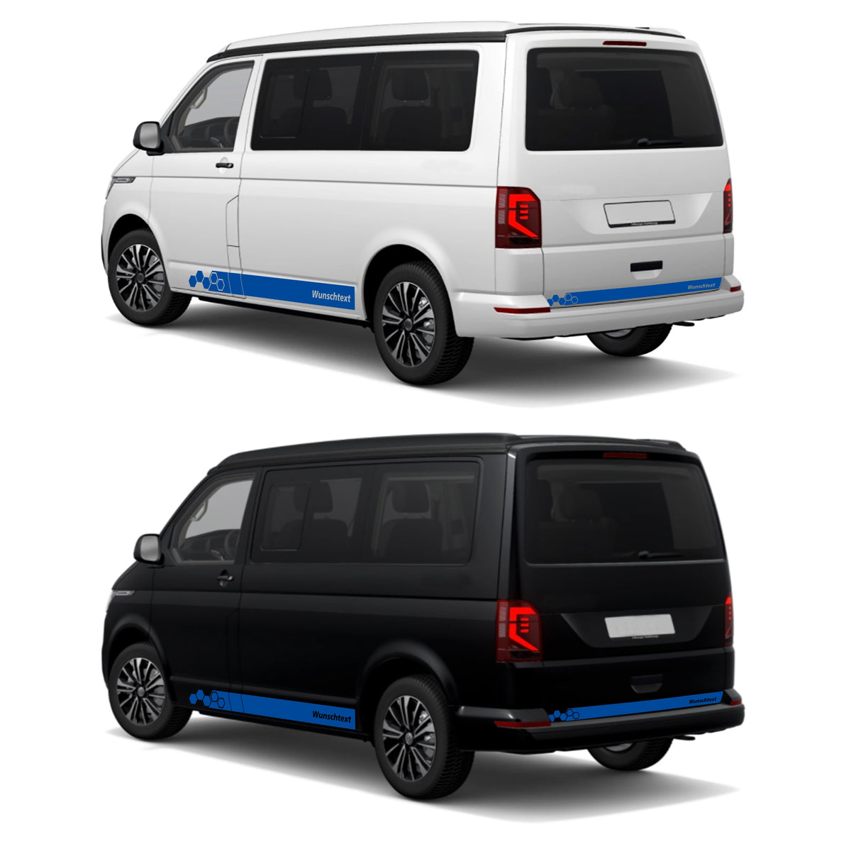 Seitenstreifen WABEN Aufkleber passend für VW T6.1, T6, T5, Multivan, Bulli, Transporter - WUNSCHTEXT - FOTOFOL