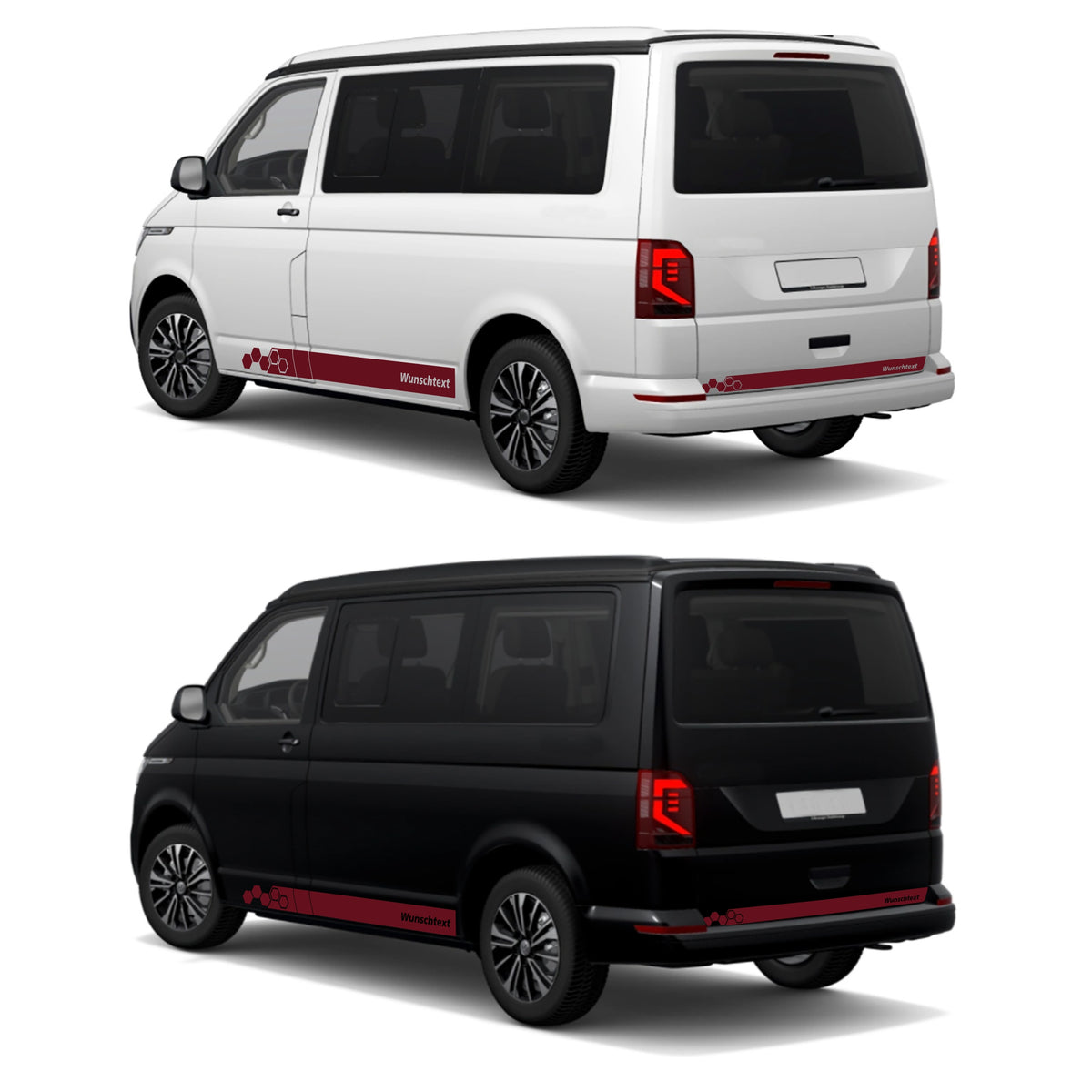 Seitenstreifen WABEN Aufkleber passend für VW T6.1, T6, T5, Multivan, Bulli, Transporter - WUNSCHTEXT - FOTOFOL