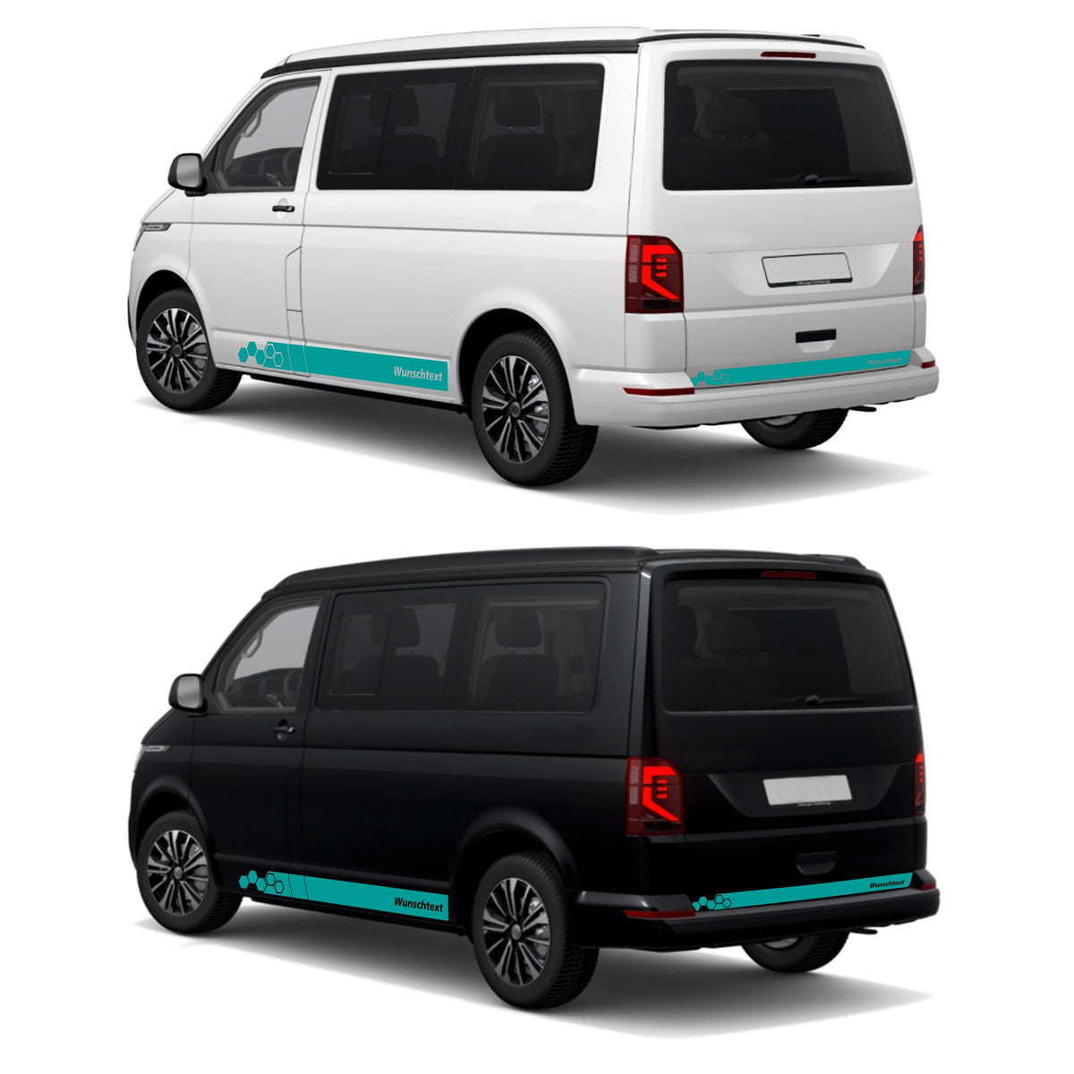 Seitenstreifen WABEN Aufkleber passend für VW T6.1, T6, T5, Multivan, Bulli, Transporter - WUNSCHTEXT - FOTOFOL