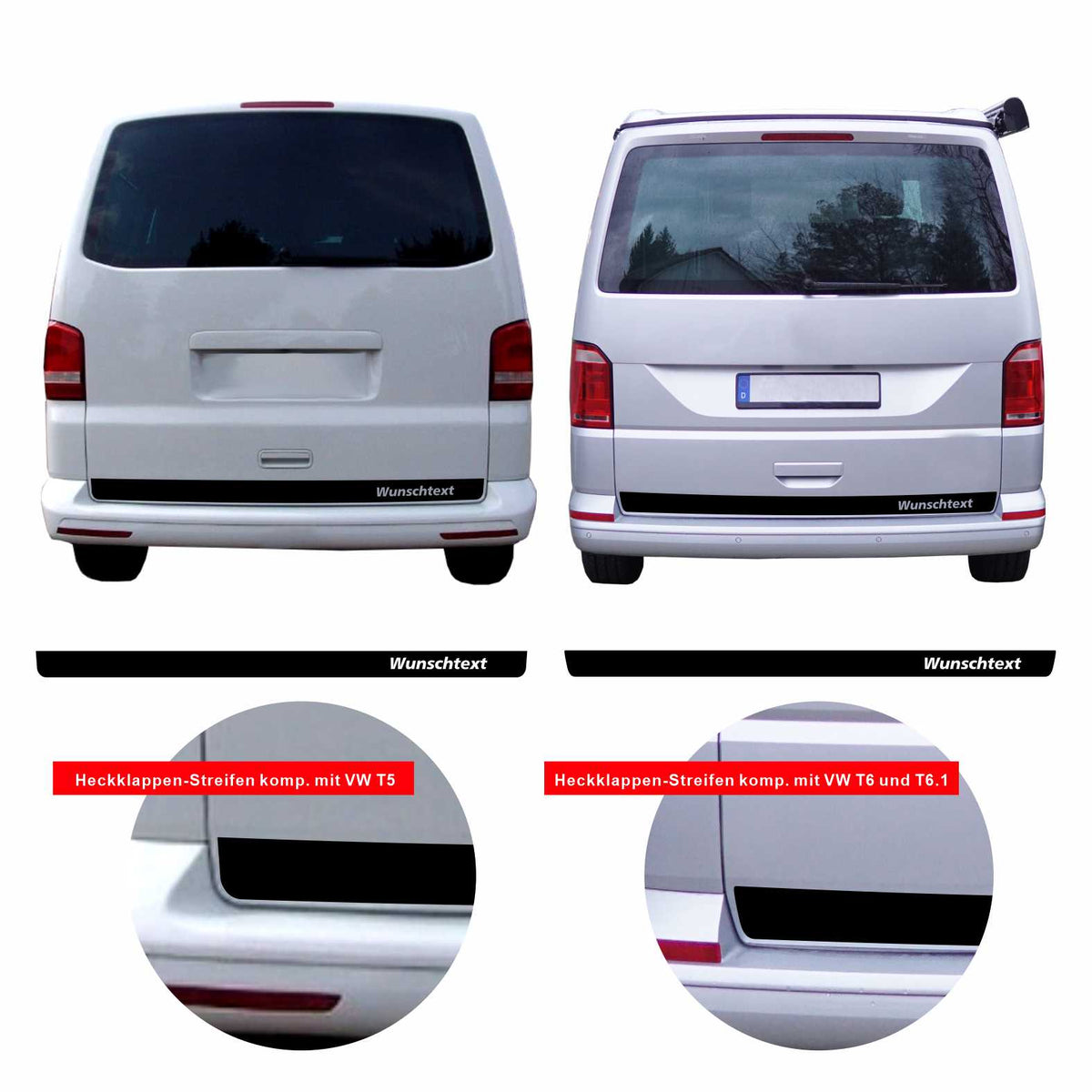 Seitenstreifen passend für VW T6.1, T6, T5, Multivan, Bulli, Wunschtext, Seitenaufkleber + Rakel - FOTOFOL