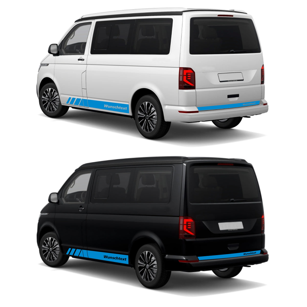 Seitenstreifen passend für VW T6.1, T6, T5, Multivan, Bulli, Wunschtext, Seitenaufkleber + Rakel - FOTOFOL