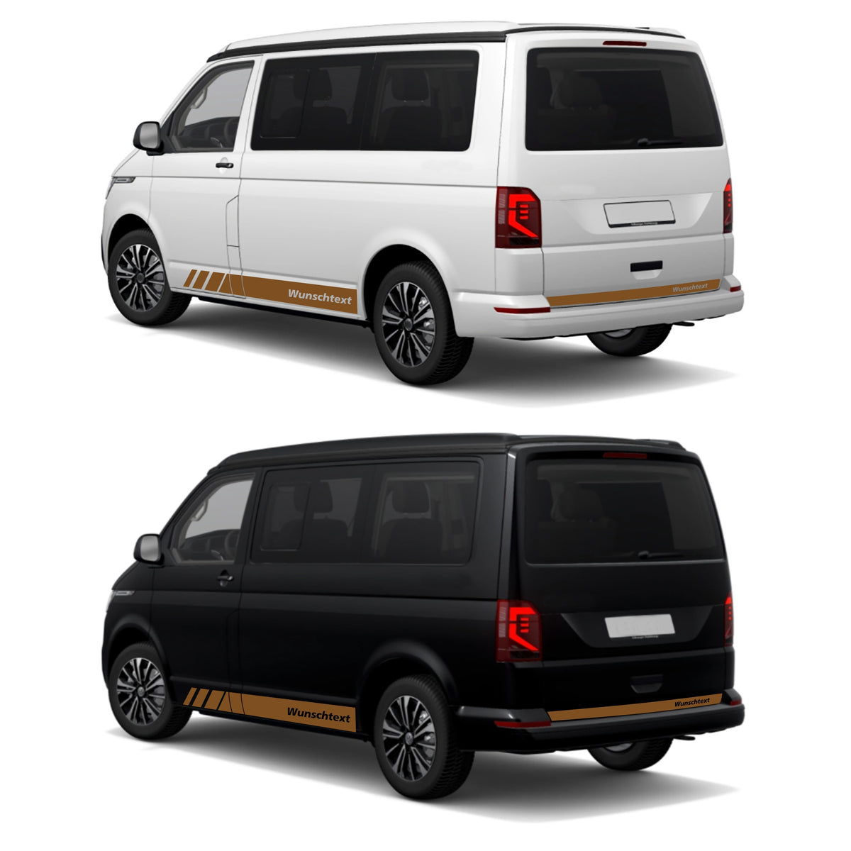 Seitenstreifen passend für VW T6.1, T6, T5, Multivan, Bulli, Wunschtext, Seitenaufkleber + Rakel - FOTOFOL