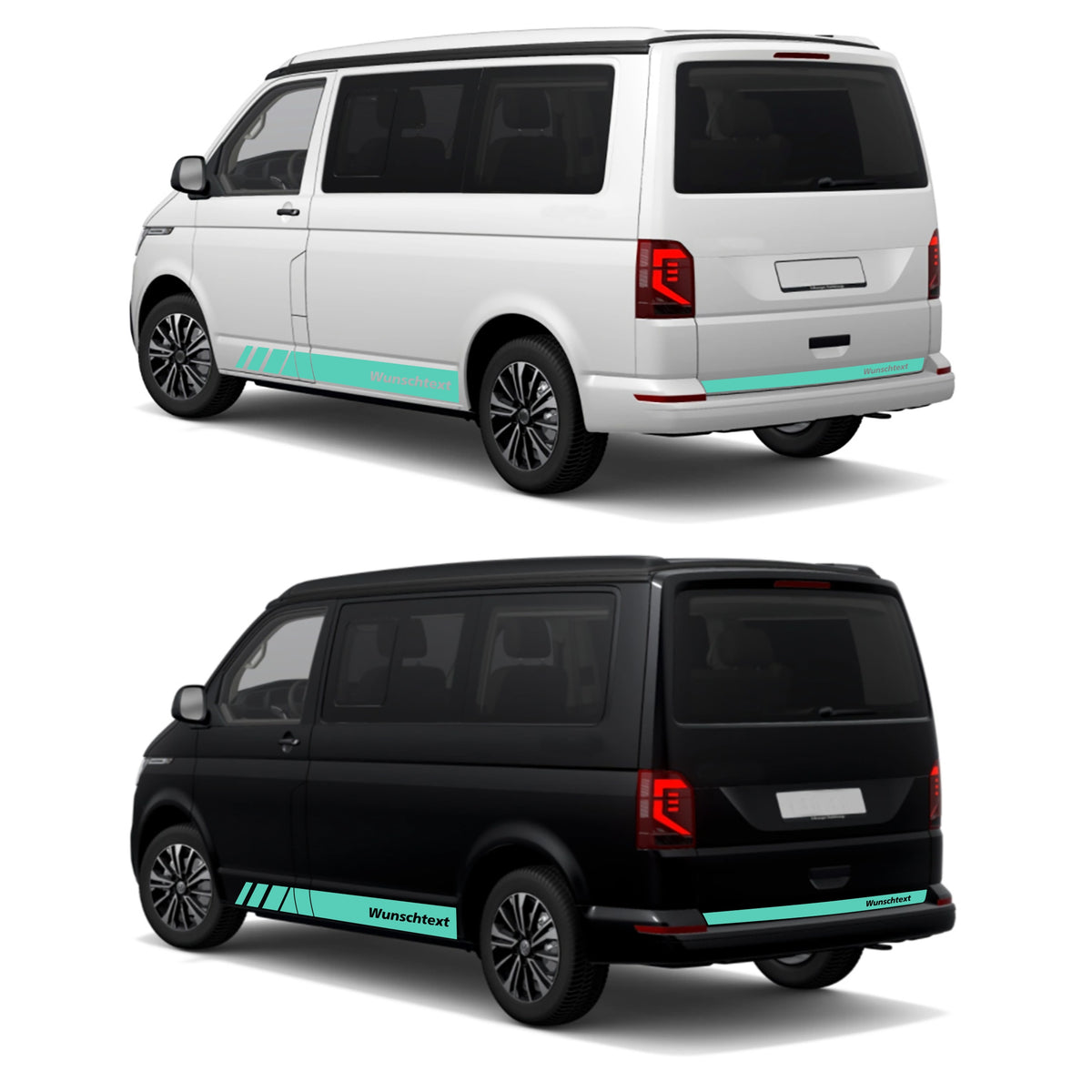 Seitenstreifen passend für VW T6.1, T6, T5, Multivan, Bulli, Wunschtext, Seitenaufkleber + Rakel - FOTOFOL