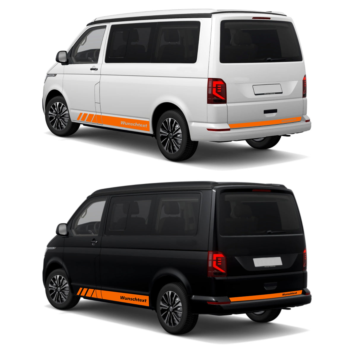 Seitenstreifen passend für VW T6.1, T6, T5, Multivan, Bulli, Wunschtext, Seitenaufkleber + Rakel - FOTOFOL