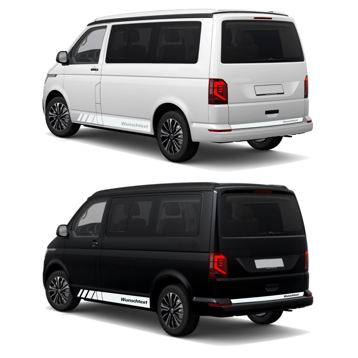Seitenstreifen passend für VW T6.1, T6, T5, Multivan, Bulli, Wunschtext, Seitenaufkleber + Rakel - FOTOFOL