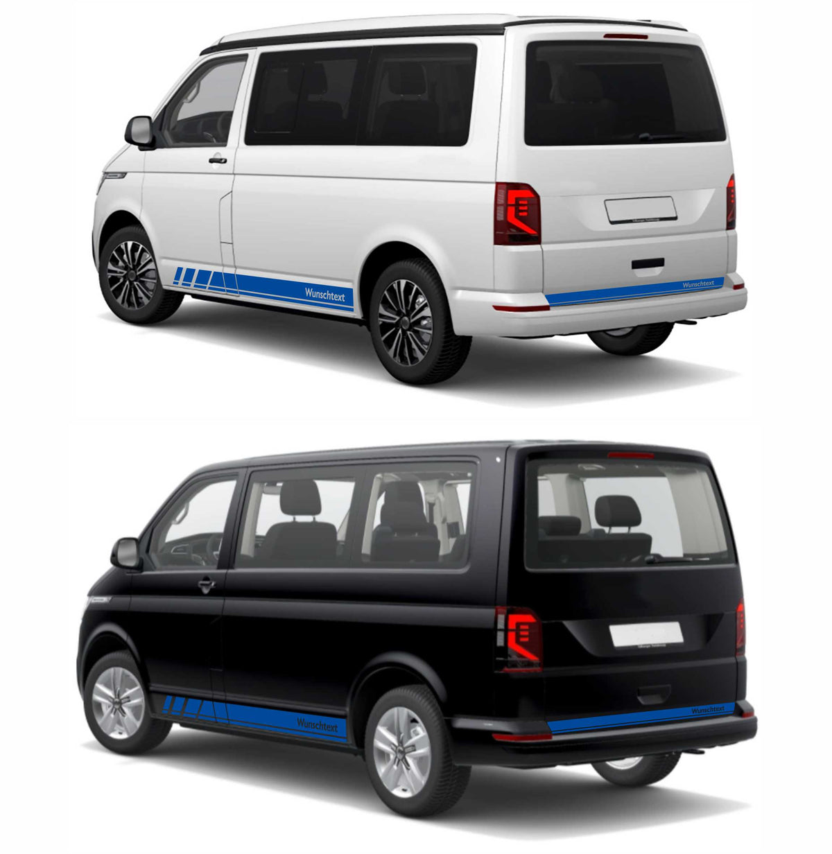 Seitenstreifen Zierstreifen passend für VW T6.1, T6, T5, Multivan, Bulli, Wunschtext, Seitenaufkleber + Rakel - FOTOFOL