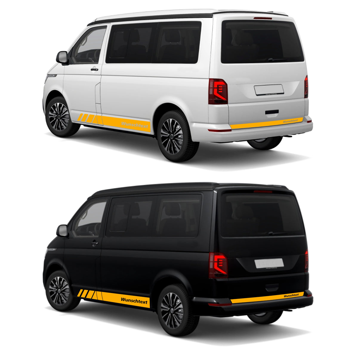 Seitenstreifen passend für VW T6.1, T6, T5, Multivan, Bulli, Wunschtext, Seitenaufkleber + Rakel - FOTOFOL