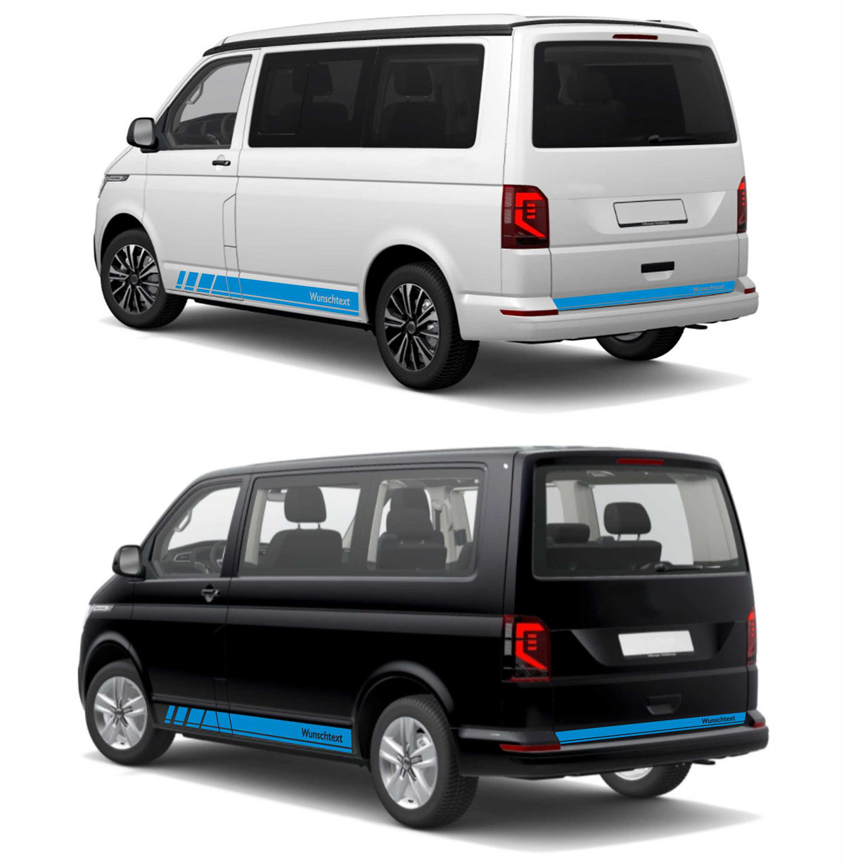 Seitenstreifen Zierstreifen passend für VW T6.1, T6, T5, Multivan, Bulli, Wunschtext, Seitenaufkleber + Rakel - FOTOFOL