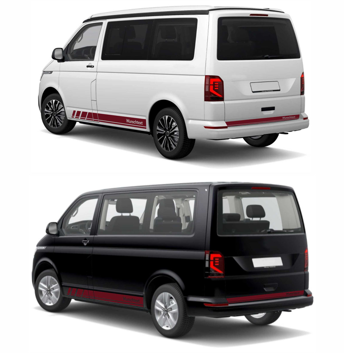 Seitenstreifen Zierstreifen passend für VW T6.1, T6, T5, Multivan, Bulli, Wunschtext, Seitenaufkleber + Rakel - FOTOFOL