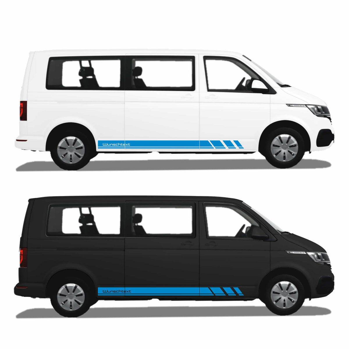 Seitenstreifen Zierstreifen passend für VW T6.1, T6, T5, Multivan, Bulli, Wunschtext, Seitenaufkleber + Rakel - FOTOFOL