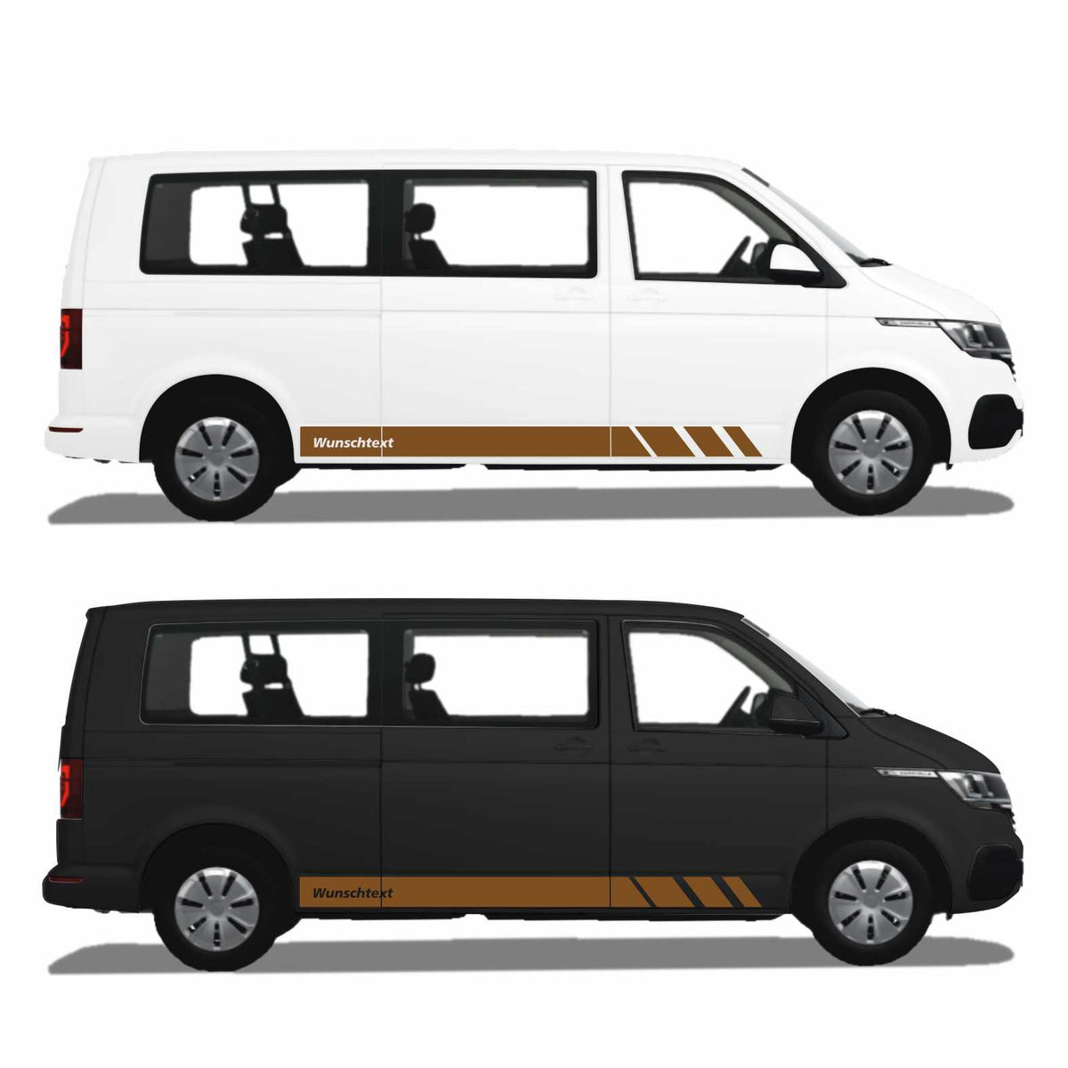 Seitenstreifen passend für VW T6.1, T6, T5, Multivan, Bulli, Wunschtext, Seitenaufkleber + Rakel - FOTOFOL