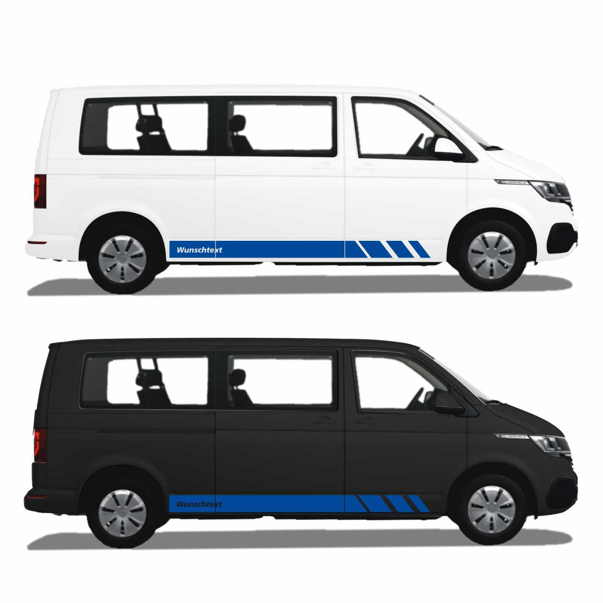 Seitenstreifen passend für VW T6.1, T6, T5, Multivan, Bulli, Wunschtext, Seitenaufkleber + Rakel - FOTOFOL
