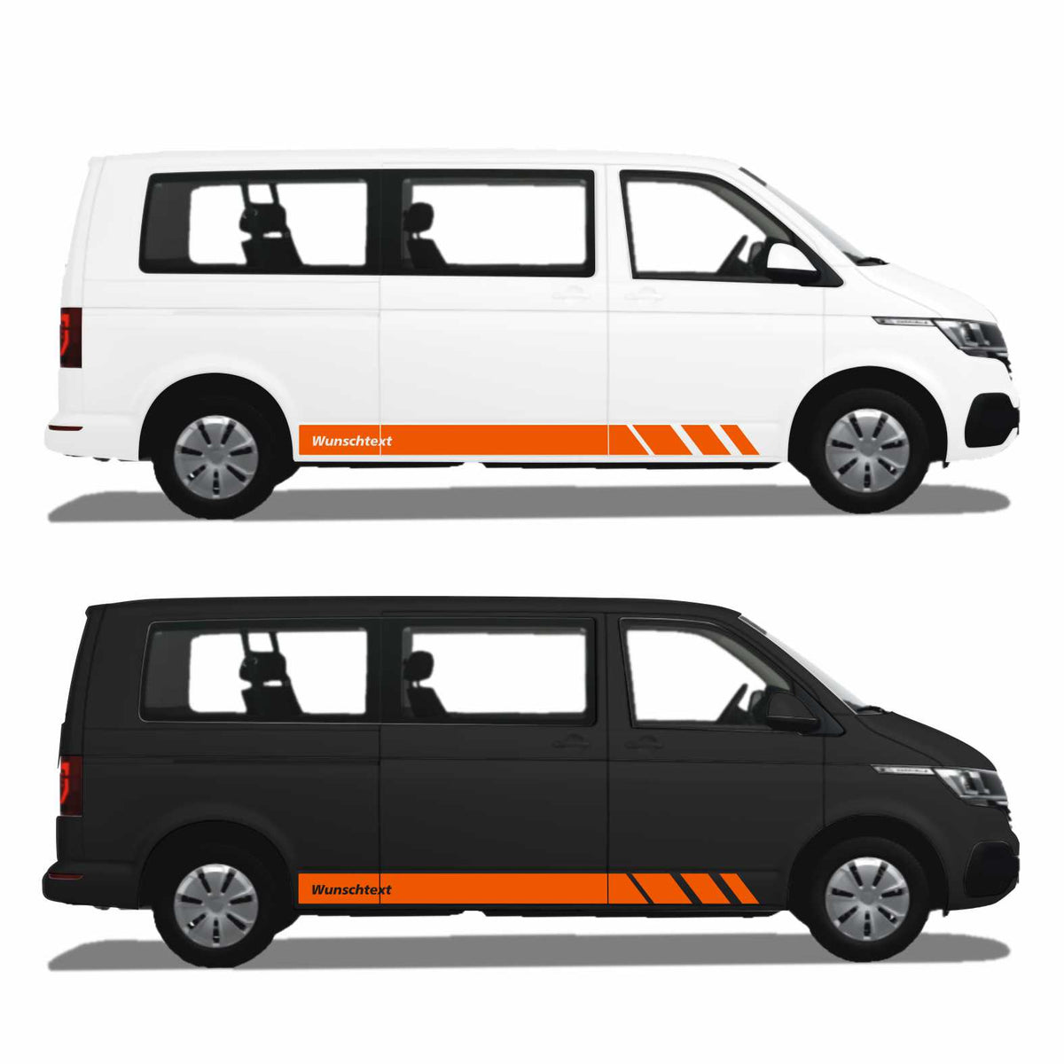 Seitenstreifen passend für VW T6.1, T6, T5, Multivan, Bulli, Wunschtext, Seitenaufkleber + Rakel - FOTOFOL