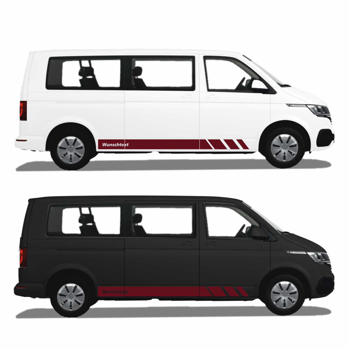 Seitenstreifen passend für VW T6.1, T6, T5, Multivan, Bulli, Wunschtext, Seitenaufkleber + Rakel - FOTOFOL