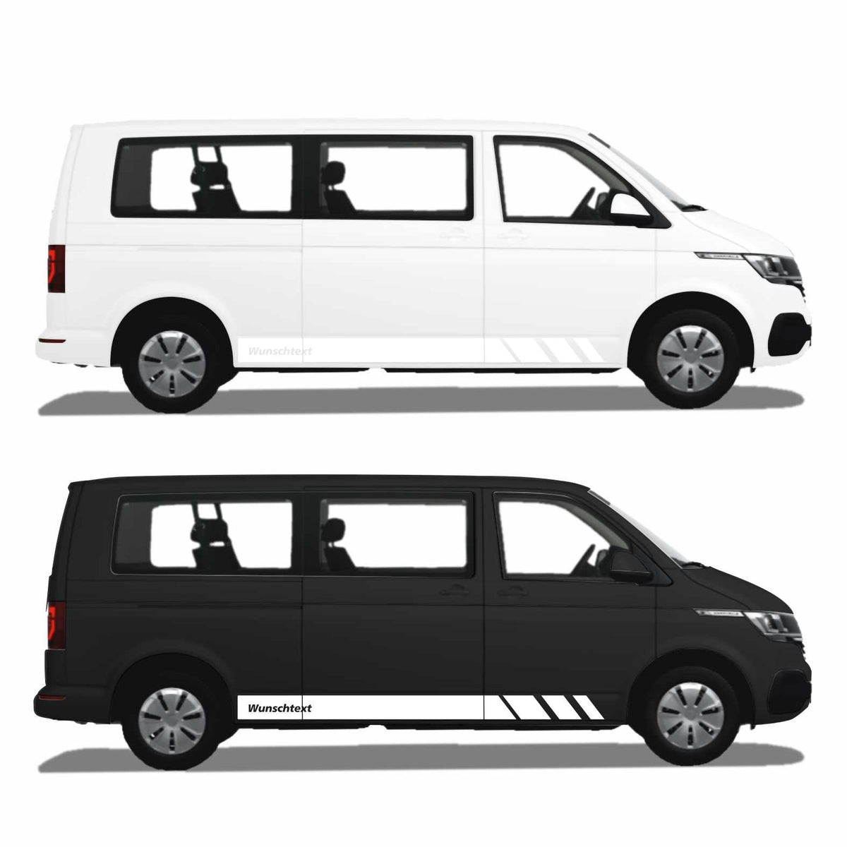 Seitenstreifen passend für VW T6.1, T6, T5, Multivan, Bulli, Wunschtext, Seitenaufkleber + Rakel - FOTOFOL