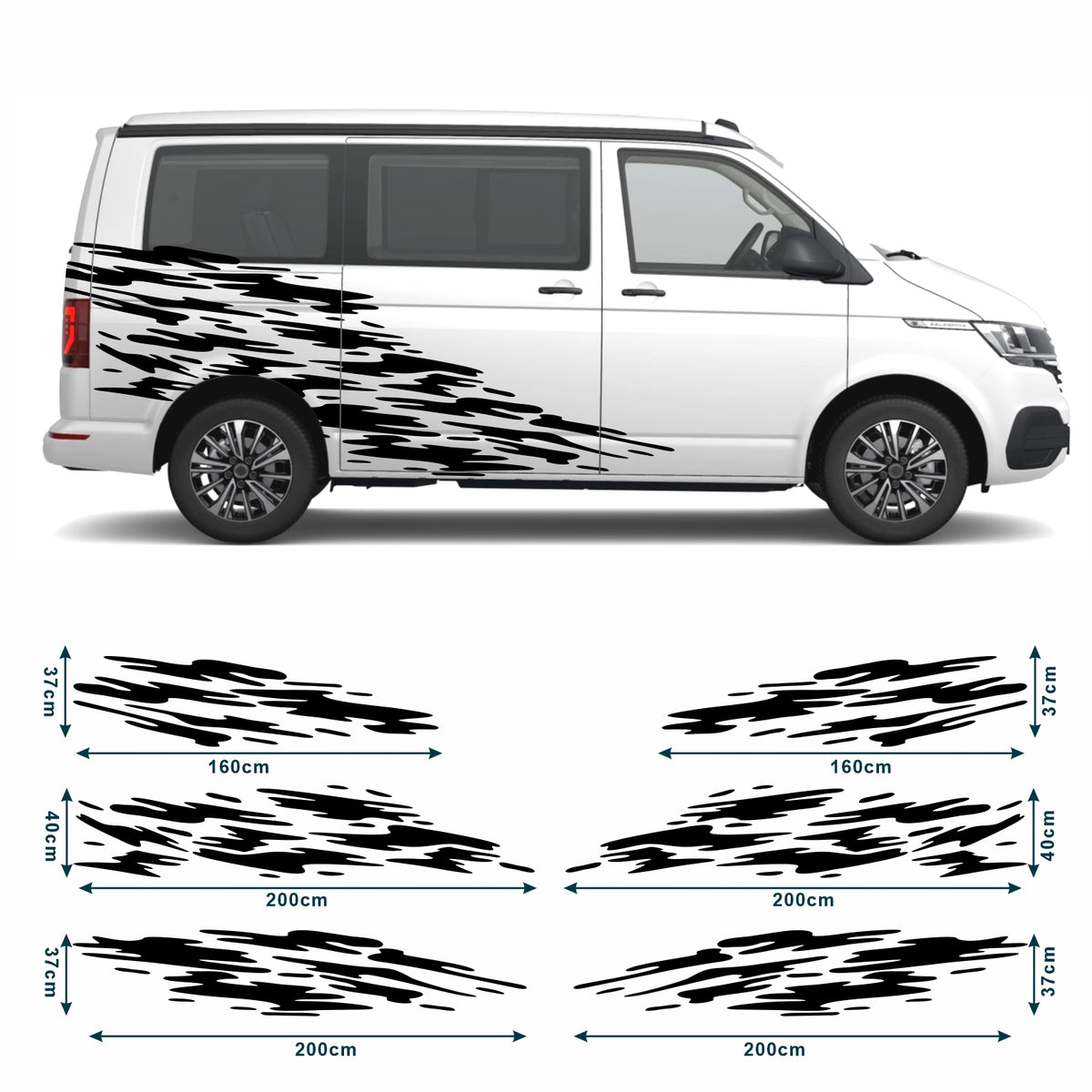 Seitenstreifen Aufkleber "Splash Style" passend für VW T6.1, T6, T5, Multivan, Bulli, Transporter - FOTOFOL