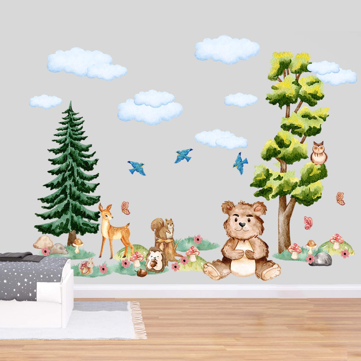 Wandtattoo Waldtiere mit Bäume- Wandsticker Kinderzimmer - FOTOFOL