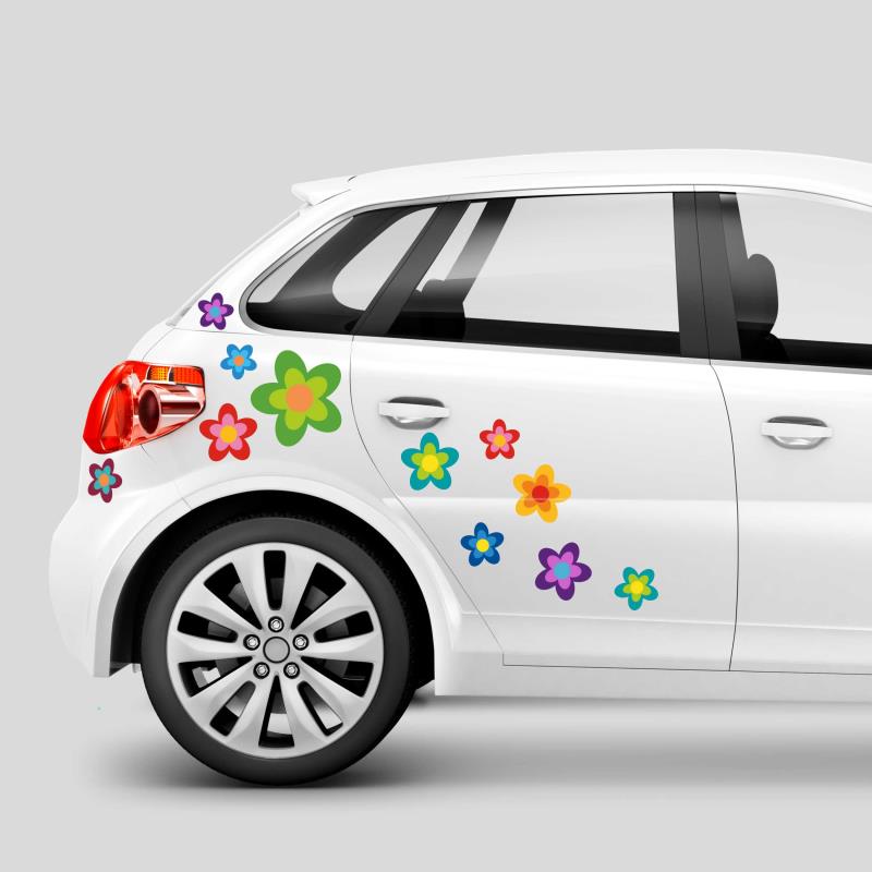 23 Aufkleber Auto Hippie Blumen Flower Power Sommer - FOTOFOL