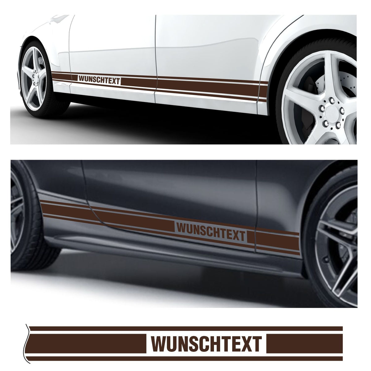 Seitenstreifen Dekorstreifen GT Style Mustang Shelby Autoaufkleber mit Wunschtext - FOTOFOL