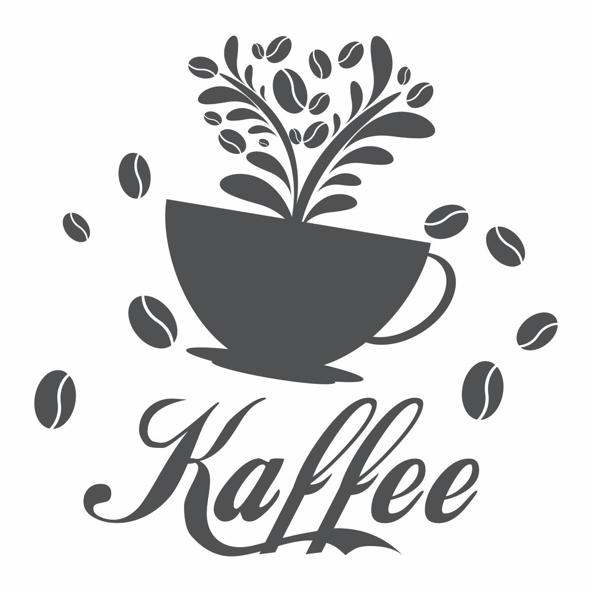 Wandtattoo Küche Deko Kaffee Kaffeetasse Kaffeebohnen - FOTOFOL