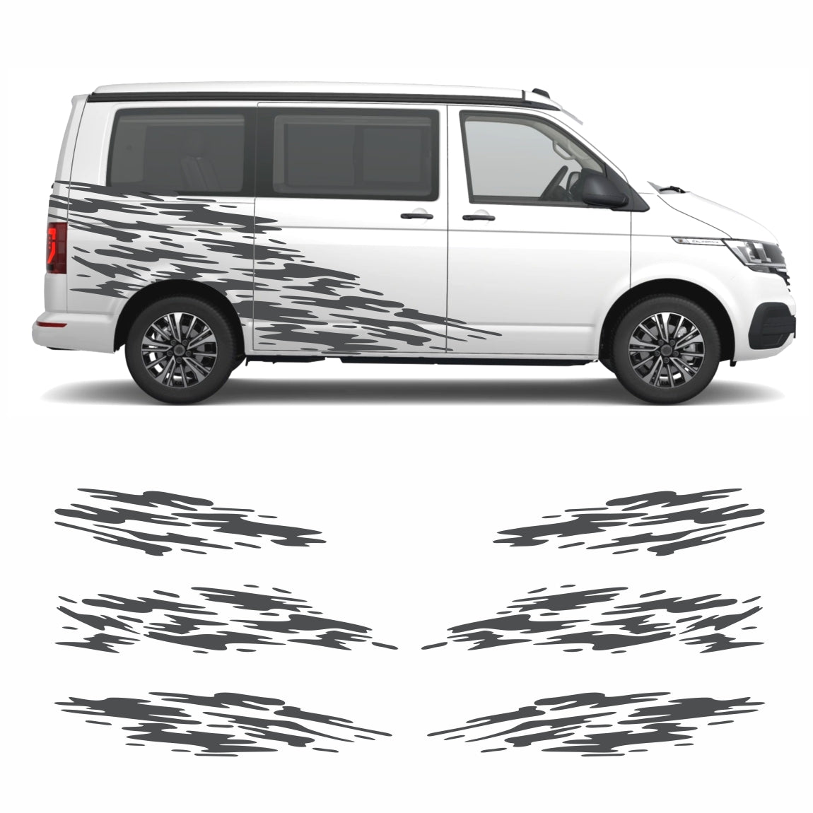 Seitenstreifen Aufkleber "Splash Style" passend für VW T6.1, T6, T5, Multivan, Bulli, Transporter - FOTOFOL