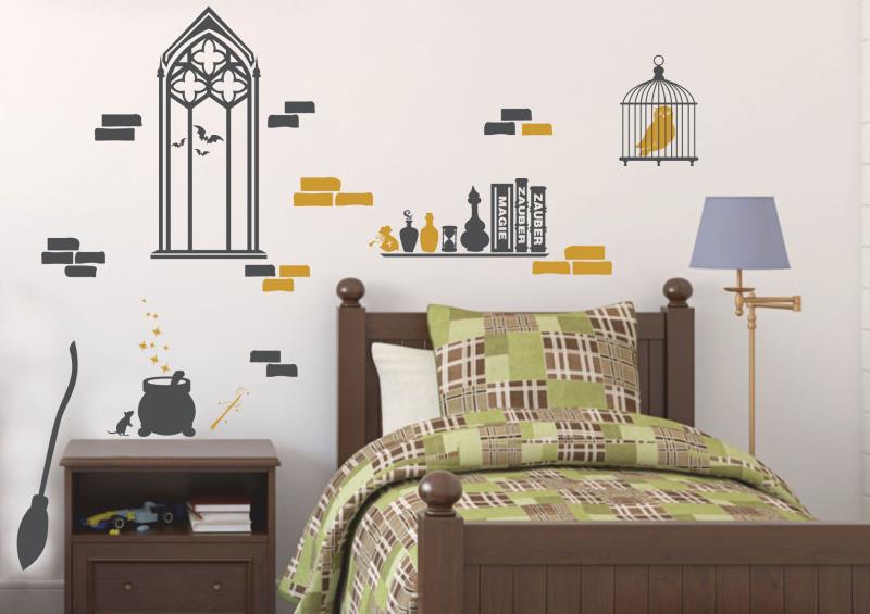 Wandtattoo Zauberer im Zimmer Magie Käfig Schloss Kinderzimmer - FOTOFOL