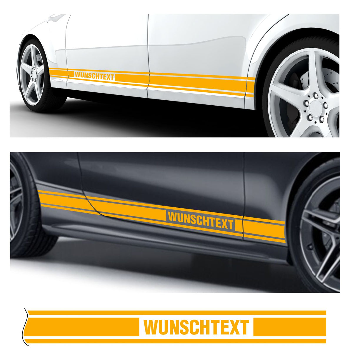 Seitenstreifen Dekorstreifen GT Style Mustang Shelby Autoaufkleber mit Wunschtext - FOTOFOL