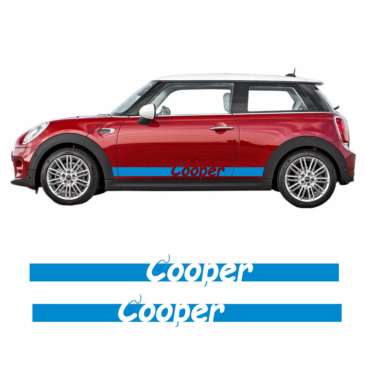 Seitenstreifen Mini Cooper "Cooper" Aufkleber Auto Sticker 180 x 19 cm - FOTOFOL