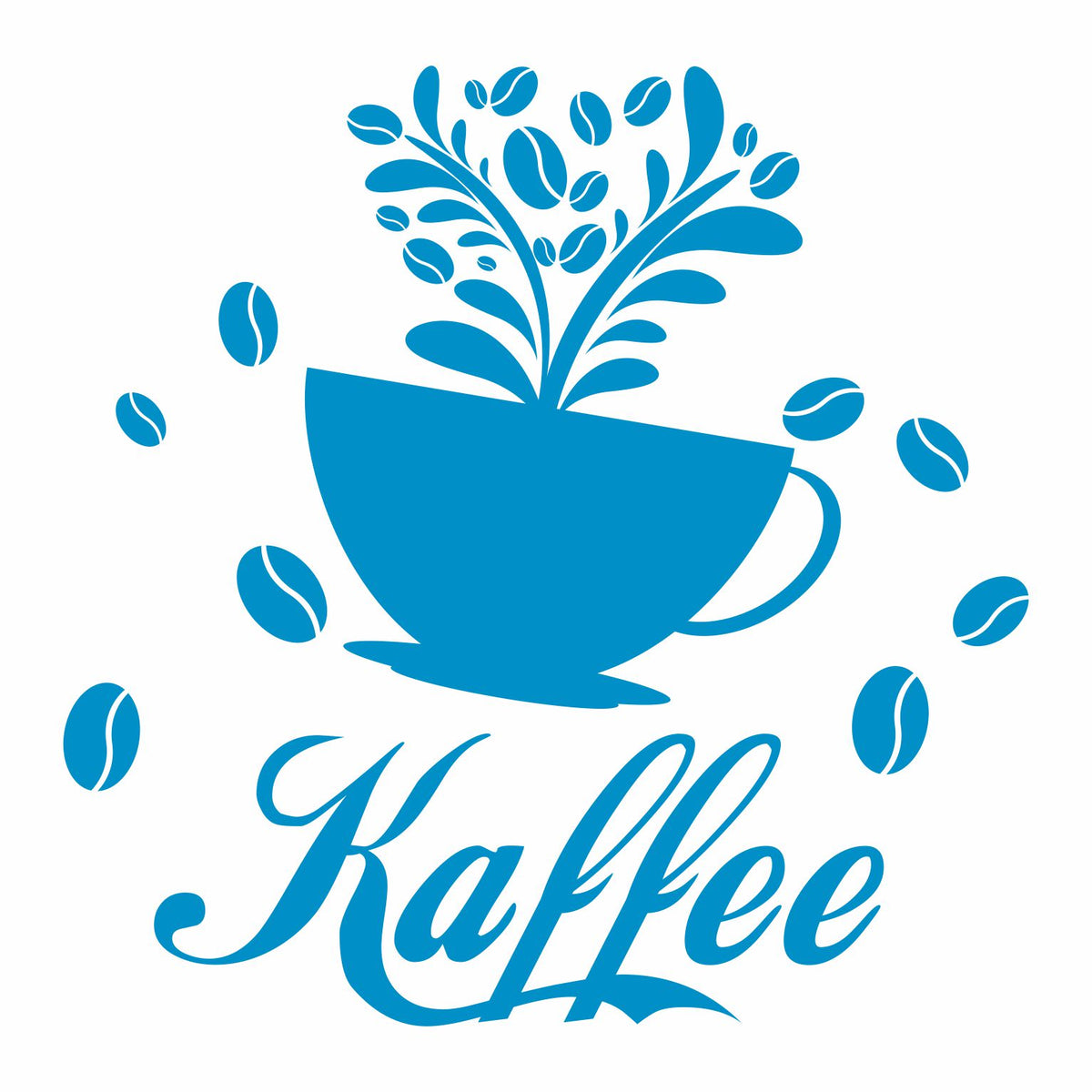 Wandtattoo Küche Deko Kaffee Kaffeetasse Kaffeebohnen - FOTOFOL