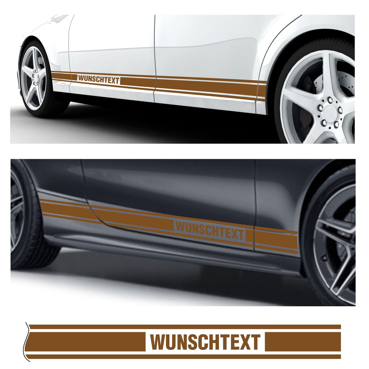Seitenstreifen Dekorstreifen GT Style Mustang Shelby Autoaufkleber mit Wunschtext - FOTOFOL
