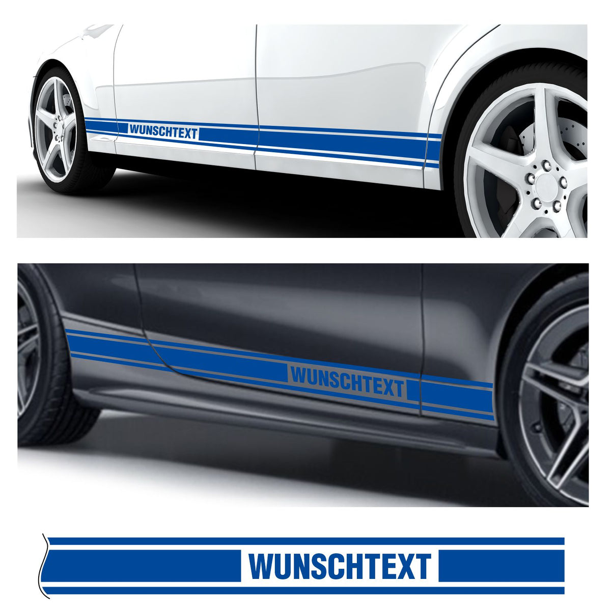 Seitenstreifen Dekorstreifen GT Style Mustang Shelby Autoaufkleber mit Wunschtext - FOTOFOL