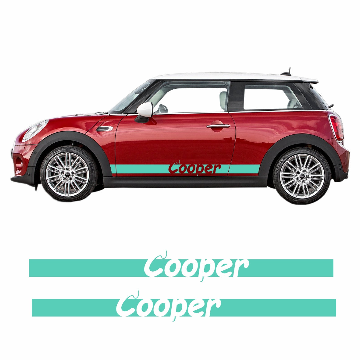 Seitenstreifen Mini Cooper "Cooper" Aufkleber Auto Sticker 180 x 19 cm - FOTOFOL