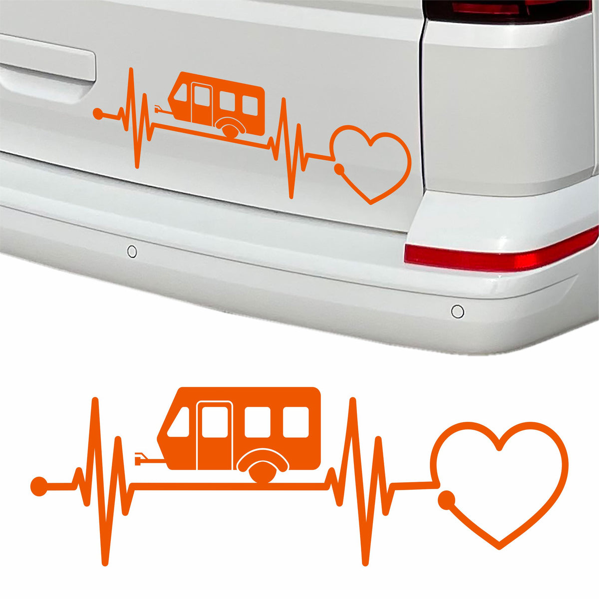 Aufkleber Wohnwagen Herzschlag 30cm - Herz Diagramm - Aufkleber für Camper, Wohnmobil, Wohnwagen Fahrzeuge - FOTOFOL