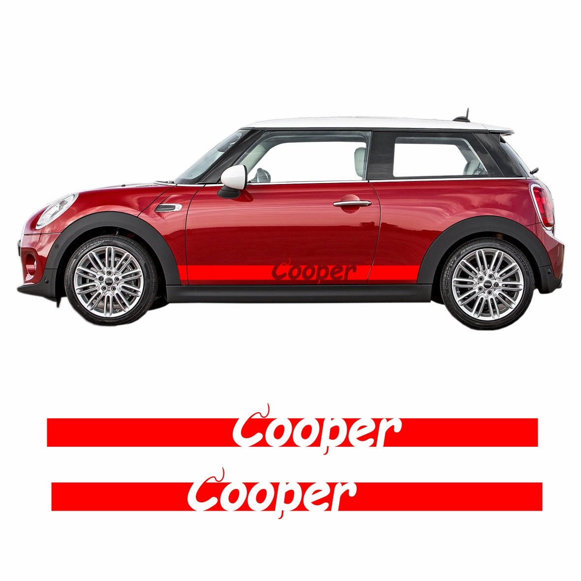 Seitenstreifen Mini Cooper "Cooper" Aufkleber Auto Sticker 180 x 19 cm - FOTOFOL