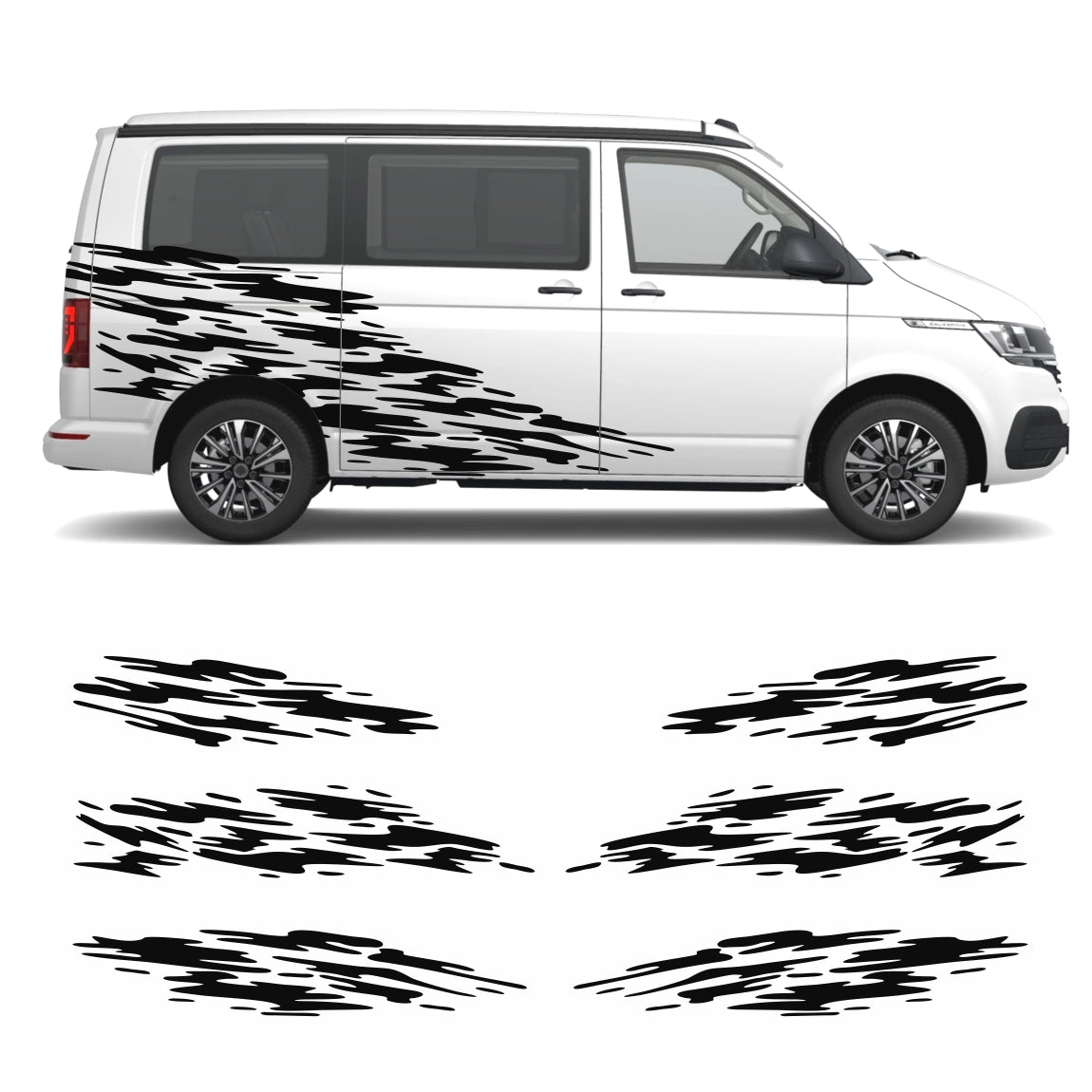 Seitenstreifen Aufkleber "Splash Style" passend für VW T6.1, T6, T5, Multivan, Bulli, Transporter - FOTOFOL