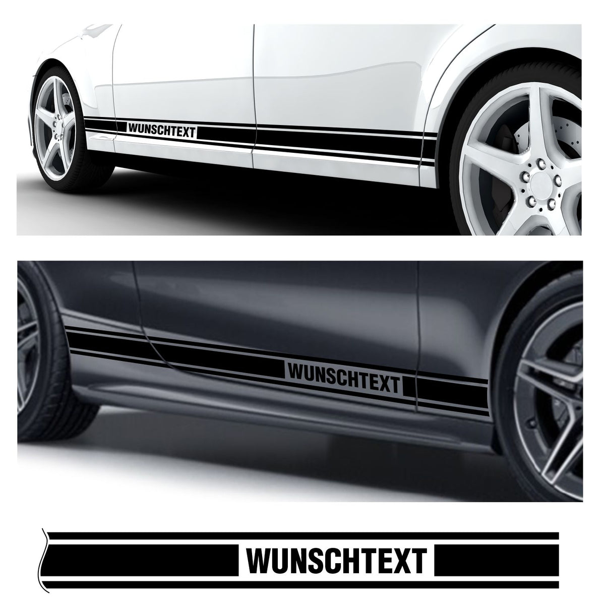 Seitenstreifen Dekorstreifen GT Style Mustang Shelby Autoaufkleber mit Wunschtext - FOTOFOL