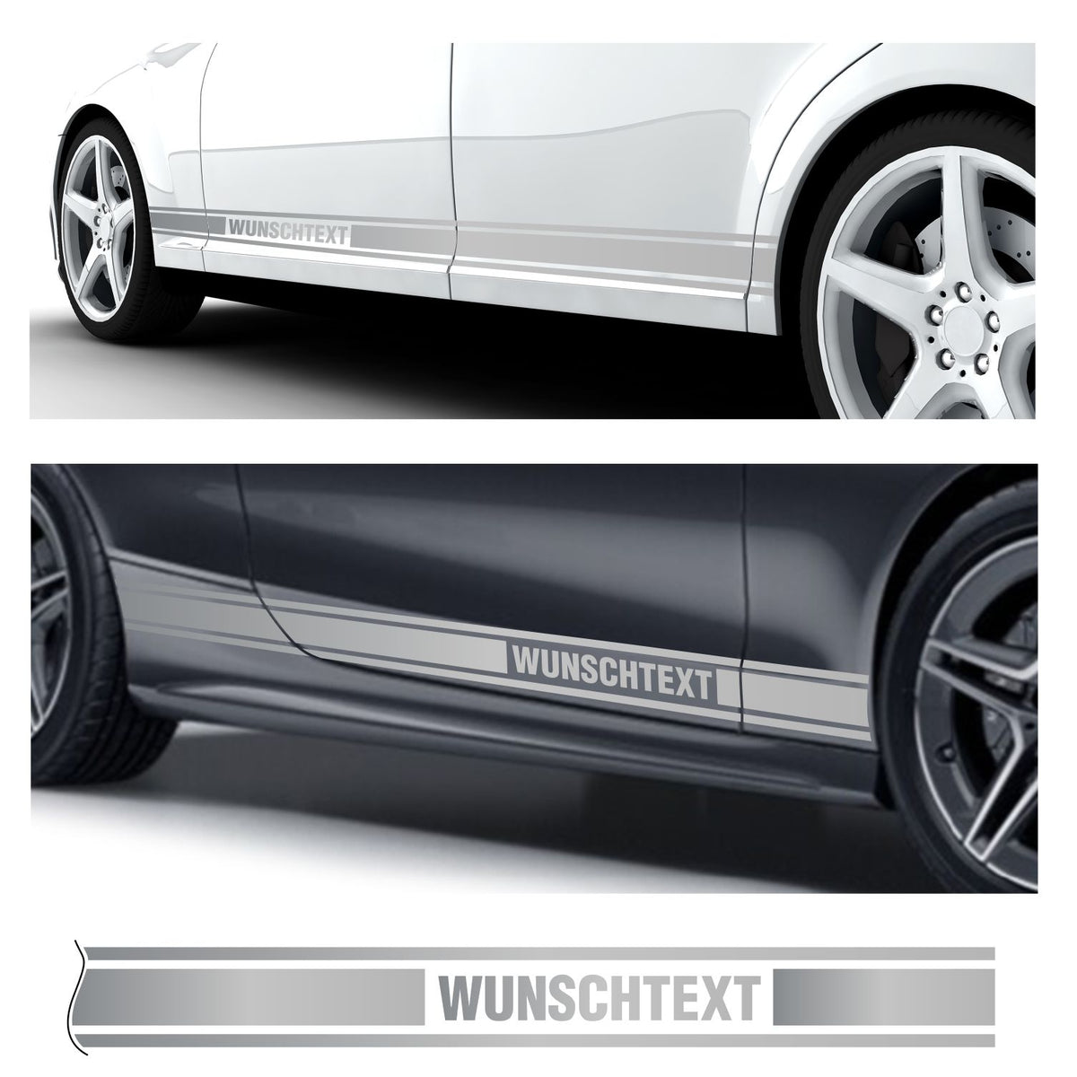 Seitenstreifen Dekorstreifen GT Style Mustang Shelby Autoaufkleber mit Wunschtext - FOTOFOL